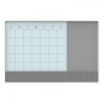 U Brands 3197U00-01 3N1 Magnetic Glass Dry Erase Combo Board, 36 x 24, Month View, White Surface and Frame