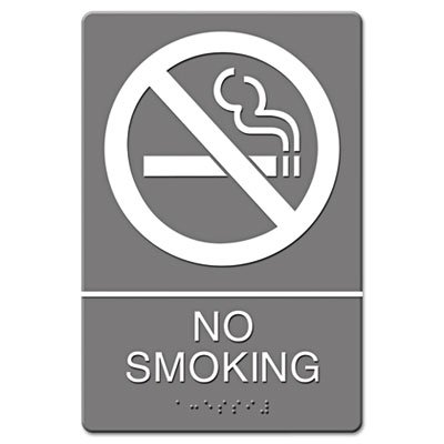 Headline Sign ADA Sign, No Smoking Symbol w/Tactile Graphic, Molded Plastic, 6 x 9, Gray USS4813