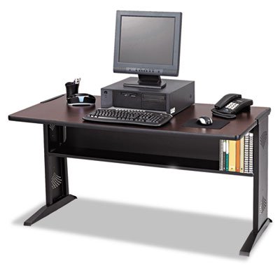 Safco Computer Desk W/ Reversible Top, 47-1/2w x 28d x 30h, Mahogany/Medium Oak/Black SAF1931