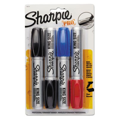 Sharpie King Size Markers, Chisel Tip, Blue/Red/Black, 4/Set SAN15674PP