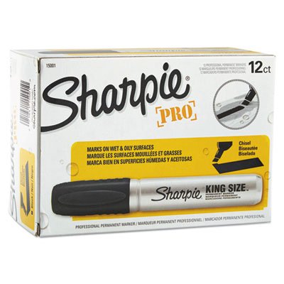 Sharpie King Size Permanent Marker, Chisel Tip, Black, Dozen SAN15001