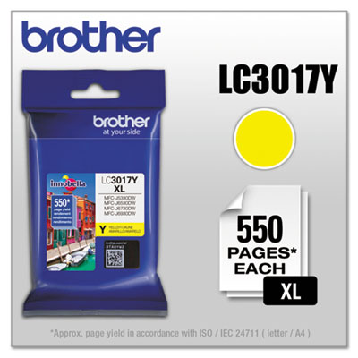 Brother LC3017Y High-Yield Ink, 550 Page-Yield, Yellow BRTLC3017Y