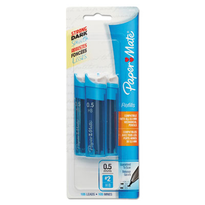 Paper Mate Lead Refills, 0.5mm, HB, Black, 3 Tubes of 35, 105/Pack PAP66400PP