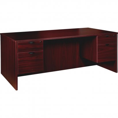 Lorell Prominence 2.0 Mahogany Laminate Double-Pedestal Desk - 2-Drawer PD3672QDPMY