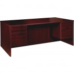 Lorell Prominence 2.0 Mahogany Laminate Double-Pedestal Desk - 2-Drawer PD3672QDPMY