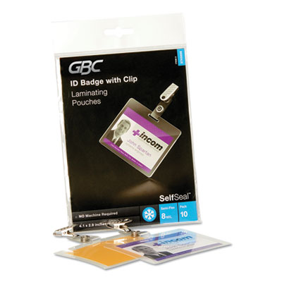 GBC 3745686CF SelfSeal Self-Adhesive Laminating Pouches and Single-Sided Sheets, 8 mil, 4.13" x 2.94", Gloss Clear