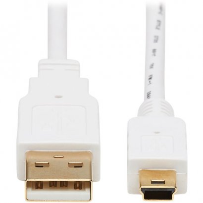 Tripp Lite USB-A to USB Mini-B Antibacterial Cable (M/M), USB 2.0, White, 3 ft U030AB-003